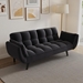 Dramatic 57" Loveseat Sofa Bed - Black Velvet - Solid Wood Frame - CAB1331