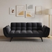 Dramatic 57" Loveseat Sofa Bed - Black Velvet - Solid Wood Frame - CAB1331