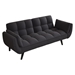 Dramatic 57" Loveseat Sofa Bed - Black Velvet - Solid Wood Frame - CAB1331