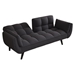 Dramatic 57" Loveseat Sofa Bed - Black Velvet - Solid Wood Frame - CAB1331