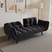 Dramatic 57" Loveseat Sofa Bed - Black Velvet - Solid Wood Frame - CAB1331