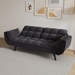 Dramatic 57" Loveseat Sofa Bed - Black Velvet - Solid Wood Frame - CAB1331