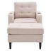 Nuneaton Beige Upholstered Armchair and Storage Ottoman Set with Cup Holders and Tufted Detailing