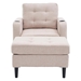 Nuneaton Beige Upholstered Armchair and Storage Ottoman Set with Cup Holders and Tufted Detailing - CAB1336