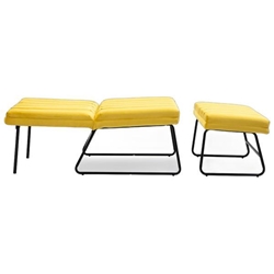 Pavilion Accent Chair with Ottoman - Yellow Velvet - Modern Lazy Lounge 