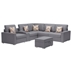 Havenwood 106" Sectional Sofa with Interchangeable Legs - Pillows - Storage Ottoman - USB Charging Ports - Cupholders - Storage Console Table - Gray Linen Fabric