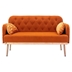 Veltara Loveseat - Orange Velvet - Metal Feet