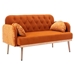 Veltara Loveseat - Orange Velvet - Metal Feet - CAB1359