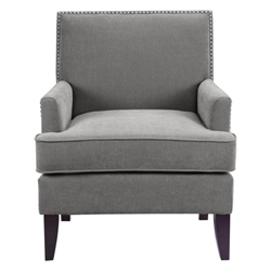 Larchmont Track Arm Accent Chair - Grey Polyester - Merlot Finish Birch Legs 