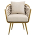 Aurora Velvet Accent Chair - Beige - Golden Finish Frame