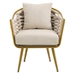 Aurora Velvet Accent Chair - Beige - Golden Finish Frame - CAB1365