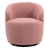 Kalima Swivel Accent Armchair Barrel Chair - Light Pink Teddy Fabric - Black Metal Ring