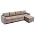 Davenport 112" Sectional Sofa with 1 Ottoman - Brown Linen Fabric - Rubberwood Frame