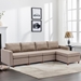 Davenport 112" Sectional Sofa with 1 Ottoman - Brown Linen Fabric - Rubberwood Frame - CAB1374