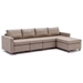 Davenport 112" Sectional Sofa with 1 Ottoman - Brown Linen Fabric - Rubberwood Frame - CAB1374