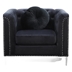 Jesmond Accent Chair - Black Velvet - Chromed Steel Legs