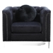 Jesmond Accent Chair - Black Velvet - Chromed Steel Legs - CAB1381