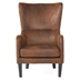 Maven Hi-Back Studded Chair - Brown Microfiber Upholstery - Birch Legs