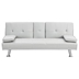 Echelon 67" Loveseat Sofa Bed with Coffee Table - White Leather - Metal Legs