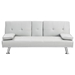 Echelon 67" Loveseat Sofa Bed with Coffee Table - White Leather - Metal Legs - CAB1391