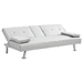 Echelon 67" Loveseat Sofa Bed with Coffee Table - White Leather - Metal Legs - CAB1391