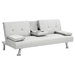 Echelon 67" Loveseat Sofa Bed with Coffee Table - White Leather - Metal Legs - CAB1391