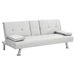 Echelon 67" Loveseat Sofa Bed with Coffee Table - White Leather - Metal Legs - CAB1391