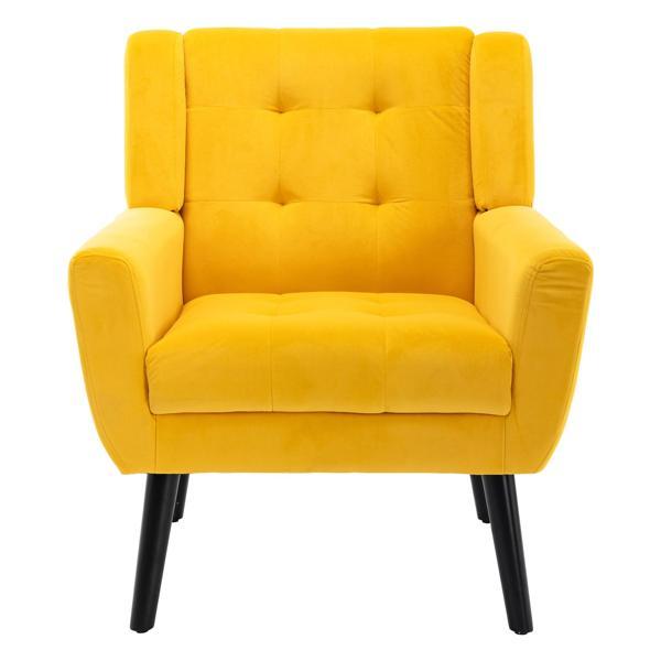 Village Green Accent Chair - Modern Ergonomics - Yellow Velvet - Black Legs 