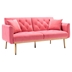 Casa Vita Loveseat Sofa - Peach Velvet Fabric - Metal Feet