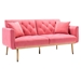 Casa Vita Loveseat Sofa - Peach Velvet Fabric - Metal Feet - CAB1395