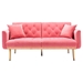 Casa Vita Loveseat Sofa - Peach Velvet Fabric - Metal Feet - CAB1395