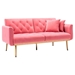 Casa Vita Loveseat Sofa - Peach Velvet Fabric - Metal Feet - CAB1395