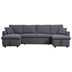 Elyndyn 113" U-Shape pull-out Sleeper Sectional Sofa with Double Storage Spaces - Dark Gray Fabric - Solid Wood Frame and Plastic Legs