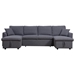 Elyndyn 113" U-Shape pull-out Sleeper Sectional Sofa with Double Storage Spaces - Dark Gray Fabric - Solid Wood Frame and Plastic Legs - CAB1398