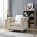 Zennor Accent Chair - Beige Velvet - Hand Painted Wood Legs - CAB1400