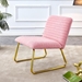 Valtorin Modern Minimalist Pink Plush Fabric Single Person Sofa Chair with Golden Metal Legs - CAB1402