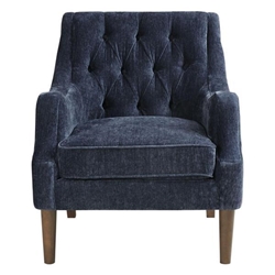 Palm Springs Accent Chair - Button Tufted - Navy - Dark Coffee Finish Legs 