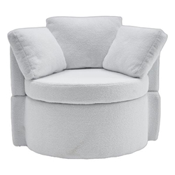 Eccleston Swivel Accent Chair with Storage and Back Cushion - Ivory 