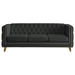 Velurian 80" Velvet Sofa - Black - Solid Wood Frame and Metal Legs - CAB1429