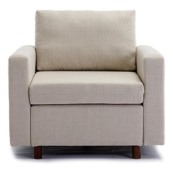 Altrium Single Seat Module Sofa Sectional Couch - Cream Linen - Rubberwood Frame and Legs 