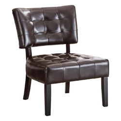 Bloomhaven Accent Chair - Brown Blended Leather - Oversized Seating - Espresso Finish Legs 