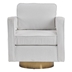 Glimmera Swivel Accent Chair - White Teddy Fabric - Gold Finish Legs