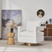 Glimmera Swivel Accent Chair - White Teddy Fabric - Gold Finish Legs - CAB1438