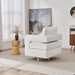 Glimmera Swivel Accent Chair - White Teddy Fabric - Gold Finish Legs - CAB1438