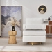 Glimmera Swivel Accent Chair - White Teddy Fabric - Gold Finish Legs - CAB1438