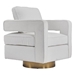 Glimmera Swivel Accent Chair - White Teddy Fabric - Gold Finish Legs - CAB1438