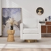 Glimmera Swivel Accent Chair - White Teddy Fabric - Gold Finish Legs - CAB1438