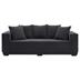 Riverbend 88" Mid Century Modern Upholstered Sofa with 5 Matching Toss Pillows - Black Corduroy Fabric