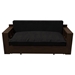 Lissome 52" Loveseat Sofa Bed with Convertible Office Desk - Beige and Black Velvet - Metal and Wood Frame - CAB1446