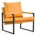 Valtorin Mid Century Accent Arm Chair - Orange Faux Leather - Metal Frame - CAB1455